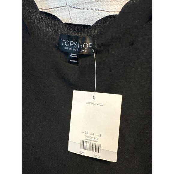 NWT Topshop Black Scallop Hem Cami Top Size 4 - Picture 2 of 3